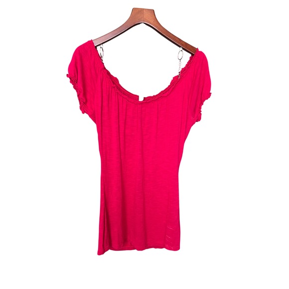 MKM Designs Tops - MKM Designs Women's Off Shoulder Short Sleeve Top Raspberry Rayon Size M